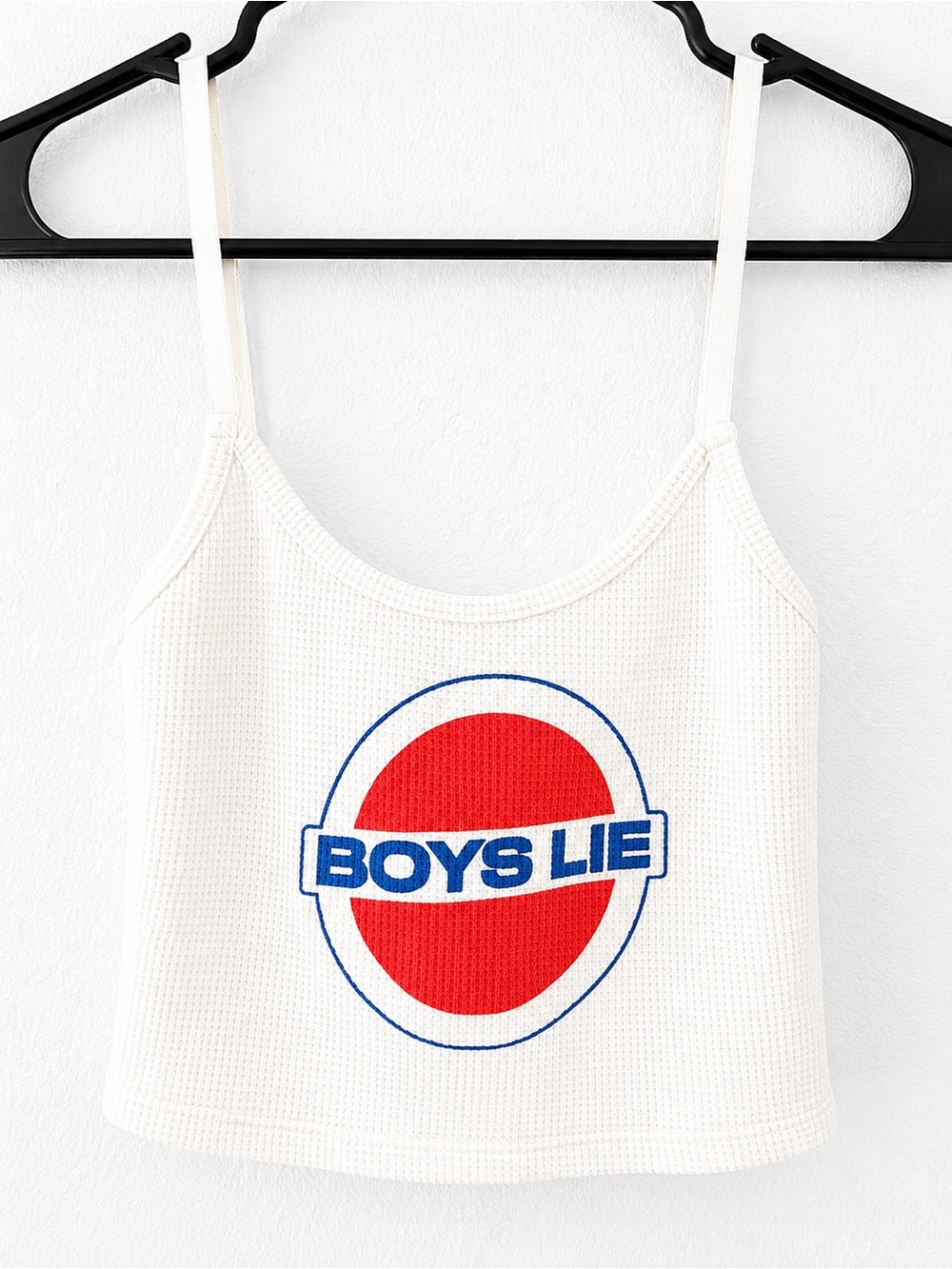 Boys Lie White Waffle Tank with Red & Blue Logo